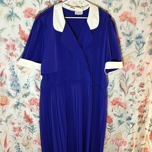 Vintage Elegant Purple Dress with White Accents